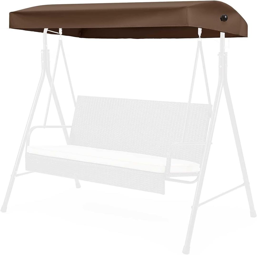 Frienda Replacement Canopy Top Compatible with Model GCS00229C, 3 Seater Outdoor Patio Swing Canopy Top Cover 77" x 46.5", Fabric Only, Structure Not Included, Will Not Fit Any Other Swing(Brown)