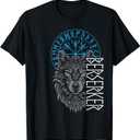 Berserker & Viking Compass - Nordic Wolf Design T-Shirt, Small, Black