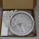 French Small Wall Clock with Bow, Vintage Ivory White Boho Style, Silent Battery Operated Decorative Wall Clocks for Farmhouse,Bedroom,Bathroom,Gifts New Home(10" H x 7.9" W)