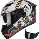TRIANGLE Motorcycle Helmets Full face Helmet for Adults Men and Women Dual Visor with Internal Sunshield DOT Approved (Black Gray, Large)