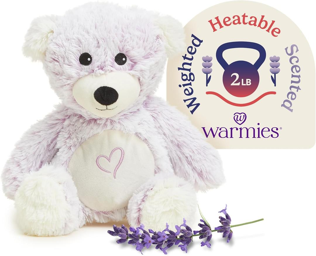 warmies Microwavable & Weighted Stuffed Animals, Love Bear - Heated Stuffed Animal Plushie for Warmth & Comfort - Cute Soft Plush Toys for Adults & Children (Boys, Girls, Babies & Toddlers)
