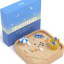 Mini Zen Garden - Beach Sandbox for Desk - Sand Tray Therapy Kit - Miniature Zen Garden Gift Set with Natural Sand, Rakes, Rocks and Accessories