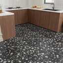 VaryPaper 20 Pack Black Terrazzo Peel and Stick Floor Tile 12" x 12" Self Adhesive Waterproof Vinyl Flooring Tiles Removable Stick on Floor Tiles for Bathroom Kitchen Basement Sticky Tiles for Floor