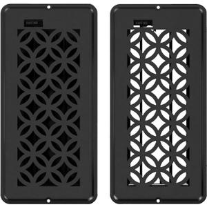 2 Pack Floor Vent Covers, Floor Register 4x10, Adjustable Decorative Vent Covers for Home Floor Ceiling or Sidewall Vent, Heavy Duty Walkable Steel Floor Vents, Rust-Proof Finish (Black)