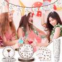 Qinyoung 25 Set Galentines Day Party Banner Decorations Espresso Martini Pink Bow Tableware Set Galentines Day Disposable Paper Dinner Plates Napkins and Cups for Valentines Party Supplies