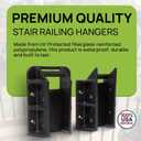 Fence & Deck Rite Stair Railing Hangers for 2x4 (1.5"x3.5") Wood Rails – Deck Stair Railing Hardware for 29-37° Inclines – UV-Protected, Weatherproof Fiberglass-Reinforced Black Polypropylene