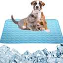 Dog Cooling Mat Large Cooling Pad Summer Pet Bed for Dogs Cats Kennel Pad Breathable Pet Self Cooling Blanket Dog Crate Sleep Mat Machine Washable (22 x 28in, Blue)