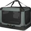 Amazon Basics 4-Doors Portable Soft-Sided Folding Travel Crate Kennel for cat, Dog, and Other Small Animals, Grey, S 26" x 18" x 18"