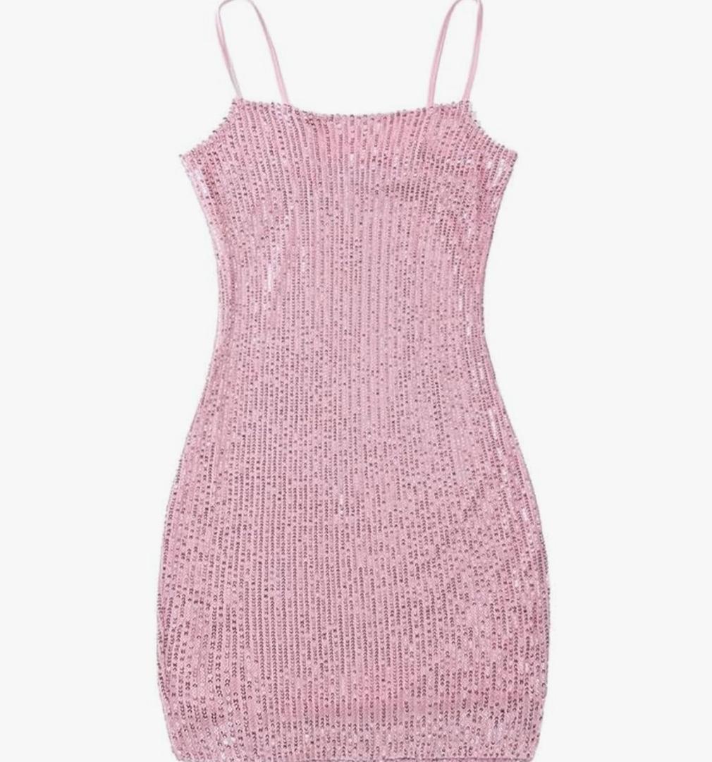 EXARUS Girls Sparkly Dress Teen Homecoming School Dance Party Sequin Spaghetti Strap Special Occasion Tight Bodycon Dress