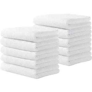 Yoofoss Luxury Washcloths Towel Set 10 Pack Baby Wash Cloth for Bathroom-Hotel-Spa-Kitchen Multi-Purpose Fingertip Towels & Face Cloths - White