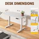Veken 47.2 Inch Large Electric Standing Desk, Heights Adjustable, Sit to Stand Up, Work Home Office Computer Table for Study, Walking Pad, Writing, and Games, Wooden Desktop Desks, White, 47.223.6 Inch
