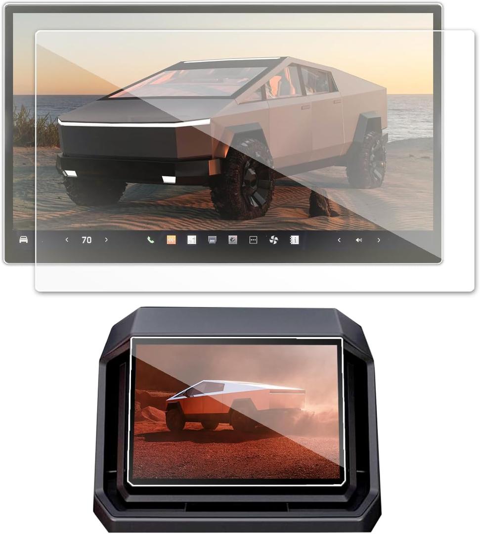 2PCS Matte 2025 Tesla Cybertruck Screen Protector Compatible with Cybertruck Tesla 2024 Front & Back Screen Protector 18.5&9.4 Rear Seat Display Nav. Matte&Rear Screen Anti Glare/Anti Fingerprint (2)