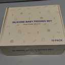 Silicone Baby Feeding Set 10 Pcs Baby Led Weaning Supplies Suction Bowl Divided Plate Baby Bibs Fruit feeder Pacifier Baby Spoons Forks Sippy Cup Utensil Sets Baby Essentials for Newborn Grey (Gray)