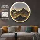 Framed LED Mountain Wall Art for Living Room, Large Modern Round 30x30 Inch, 29.5"L x 29.5"W