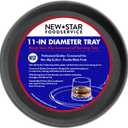 New Star Foodservice 24913 Non-Slip Tray, Plastic, Rubber Lined, Round, 11-inch, Black