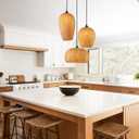 Rustic Rattan Pendant Light Fixture 3-Lights Farmhouse Bamboo Pendant Lighting Wicker Lamp Basket Woven Shade Chandelier for Dining Room Kitchen Island Living Room Bedroom