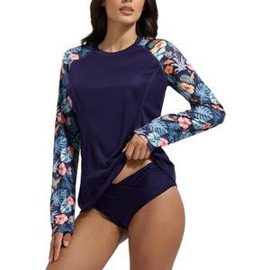 baleaf Rash Guard for Women Swim Shirts UPF 50+ UV Sun Protection Long Sleeve Swimsuit Top Zipper Pocket Thumbhole size S