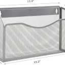 EASEPRES 3 Single Pocket Mesh Hanging File Organizer, Vertical Wall Mounted Magazine File Holder, Mount Basket Mail Paper Document Folder Organizing for Office, Home and School, Silver