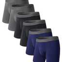 DAVID ARCHY Mens Underwear Cooling Rayon from Bamboo Boxer Briefs Breathable Soft Moisture-Wicking with Fly Underwear for Men  (L, Black/Dark Gray/Navy Blue in 6 Pack)