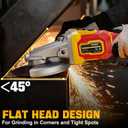 Ecarke Flathead Angle Grinder Compatible with DeWalt 20V Battery, 4-1/2" to 5",11000RPM, Anti-Vibration & Gyroscope Safety System,Tool-Free Guard, Angle Grinder for Tight Spaces Grinding (Tool Only)