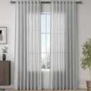 Joywell Gray Birch Linen Semi Sheer Curtains 84 Inches Length Long Rod Pocket Back Tab Hook Belt Clip Rings Window Curtains Drapes for Bedroom Living Room 2 Panels 52x84