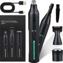 Fululuer Nose Hair Trimmer for Mens and Women | Rechargeable 4-in-1 Ear, Nose, Eyebrow & Beard Trimmers | 8500 RPM | USB Charging | Washable, LED Indicator (Jet Black)