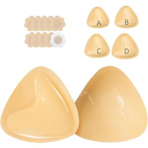Uiheex Double Sided Sticky Bra Inserts, Reusable Push Up Adhesive Pads with Padding for Bikini, Swimsuit, Sports Bra & Strapless Dresses Beige B