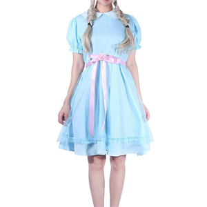 CR ROLECOS Women's Blue Chiffon Dress Puff Sleeves Halloween Party Cosplay Costume, Blue, Size XL