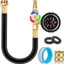 Upgraded RV Water Blow Out Winterizing Kit Sprinkler Winterization Hose with Oil Filled Pressure Gauge Compressor Winterize Adapter Plug, for Camper, Boat, Travel Trailer, Motorhome, Faucet