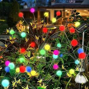 Napvot Solar Garden Lights - 4 Pack Upgraded Solar Powered Panel, Sway by Wind, Super Bright Outdoor Lighting, Firefly Fairy RGB Lights for Yard Patio Pathway Lawn, Big Bulb, Multicolor 2 Pack