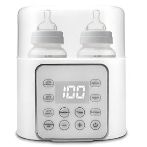 Baby Bottle Warmer 9-in-1 Multifuntion Breast Milk Warmer, Fast Baby Food Heater and Defrost Warmer with Timer for Twins, LCD Display Accurate Temperature Adjustment, 24H Constant Mode (Bright White)
