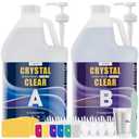 Epoxy Resin 1 Gallon, Crystal Clear Epoxy Resin Kit, High Gloss, Self Leveling, No Bubbles, Low Odor, Not Yellowing, Easy Mix 1:1 Casting Jewelry Making Kit, Molds, Crafts, Table Top-0.5gal 2