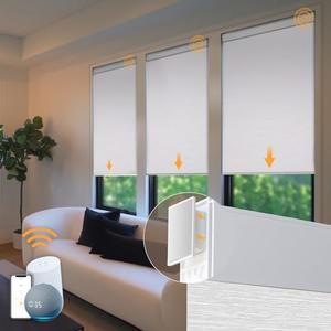 Motorized Automatic Blinds - Cordless Roller Shades with Remote Control, Smart Blinds (White, 34 x 72)