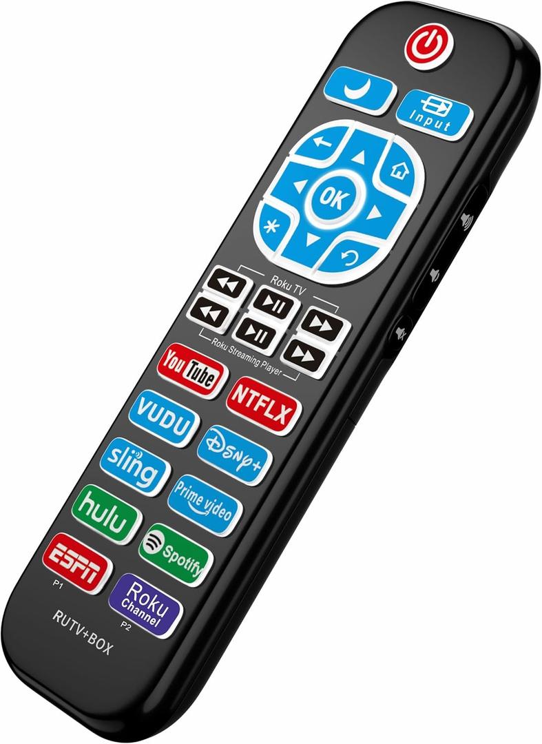 Backlit Roku Remote Replacement for Roku Players and Roku TV, for Roku 1 2 3 4, Express/+, Premiere/+, Ultra + with TV Control, for TCL/Hisense/Onn/Roku TV Series(Not for Roku Stick), Black, 2-Pieces