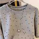 SOLY HUX Women's Polka Dots T Shirt Short Sleeve Crew Neck Casual Tee Summer Tops (Gray, M)