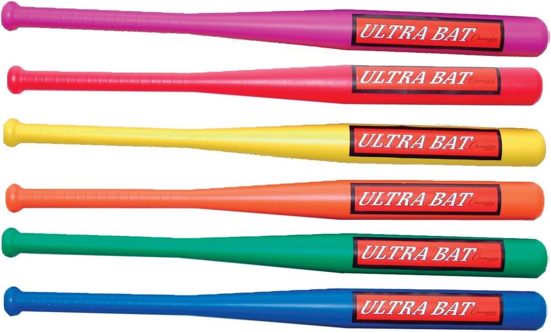 Champion Sports Ultra Bat Set - Assorted Colors - Hand-Eye Coordination - Durable Plastic Construction - Kids Backyard Plastic Baseball Bat - 30" Length - Set of 5