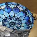 Cinnvoice Outdoor Side Table Round Small Mosaic Patio Accent Indoor End Plant Coffee Tea Table for Yard Patio Porch Garden Living Room, Bedroom(Mandala Flower Style,14 Inch)