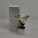 Jusdreen 1 Pcs Ceramic Vase Artificial Orchid Flower Bonsai Vivid Phalaenopsis Flowers Potting for Home Office Décor,Table Centerpiece Room Decorations 14.5 INCH (Ceramic Pot/White Orchid)