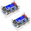 DROK DC Adjustable Buck Converter 2pcs, 24v to 12v Step Down Converter Voltage Regulator 6V-32V to 1.5-32V 5V 5A LCD Power Supply Volt Reducer Step Down Transformer with USB Port and Protective Case