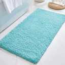 ILANGO Teal Bathroom Rugs 60" × 24" Non Slip & Super Absorbent Thick Soft, Washable Bath Carpet Runner for Floor, Microfiber Plush Shaggy Bath Mats with Rubber for Bedroom Bathtub Shower Room