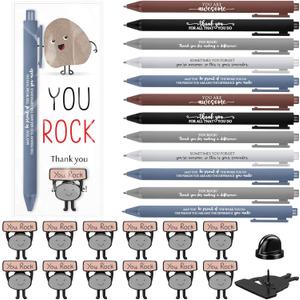 Sayglossy 24 Sets Employee Appreciation Funny Gift Motivational You Rock Gifts Bulk Ballpoint Pens Inspirational Cards Brooch Pin Organza Bags Inspirational Gift for Coworker Staff
