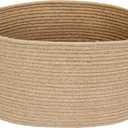 Jute Wicker Storage Basket with Handles, 17"x12"x8" Decorative Woven Baskets for Organizing Dog Toy, Gifts, Book, Towel, Cloth, Boho Storage Bin for Shelves, Entryway, Closet, Home Decor