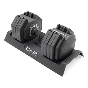 CAP ADJUSTABELL Adjustable Dumbbell Set, Premium Quick Select Adjustable Weights for Strength Training, Singles & Pairs, 25 LB & 55 LB, Hex Dumbbells, Multiple Handle Options