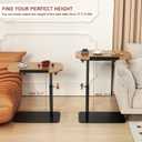 Solid Wood C Shaped Side Table for Sofa/Bed, Adjustable Height C Shaped End Table Metal Base, 360°Swivel/Flip Top Couch Tables That Slide Under, Small Spaces Laptop Stand Coffee Table (Wood), 18" x 12" x 17.7" - 31.5"
