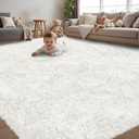 8x10 Area Rug for Living Room:Ultra Soft Fluffy Shag White Rugs,Large Fuzzy Plush Indoor Non Slip Carpet Washable Rug for Bedroom Kids Nursery Office Dorm Modern Decor(White 8'x10')