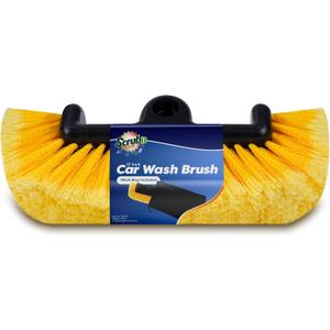 SCRUBIT 12" Car Wash Brush with Soft Bristles for Car Truck Boat Deck & House Cleaning, Exterior Washing Brush Connects with Pole & Hose Storage Bag Included (Yellow)