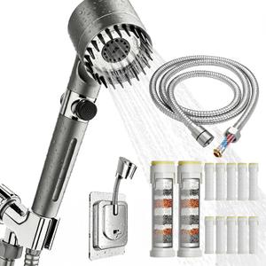 High Pressure Filtered Shower Head - Handheld Showerhead Combo for Hard Water | 3 Modes with 12 Replacement Filters, 78" Extra Long Hose & Adjustable Bracket for Dry Skin & Hair Protection