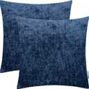 HWY 50 Dark Navy Blue Throw Pillows Covers 18x18 Inch for Couch Sofa Living Room Bed, Cashmere Soft Comfortable Solid Decorative Accent Throw Pillow Cases Set Cushions Cover Pack of 2