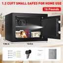 1.2 Cubic Feet Small Fire Safe Box for Home, Fireproof Lock Box, Security Money Safe with Digital Keypad, Spare Keys and Removable Shelf, Personal Home Safes for Money, Jewelry, ID Documents