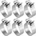 6 Pack 3 Inch Exhaust Clamp, Stainless Steel Butt Joint Exhaust Seal Band Clamp, Exhaust Pipe Muffler Clamp for Exhaust, Repair, Silver